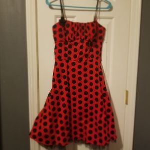 Red and black polka dot dress